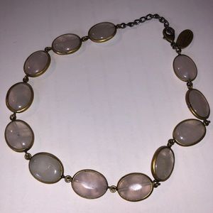 Lena Bernard pink beaded gold necklace!